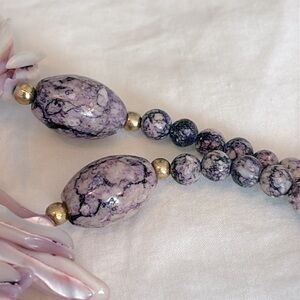 Pink & Purple Mother-of-Pearl and Dyed Agate Necklace 23”
